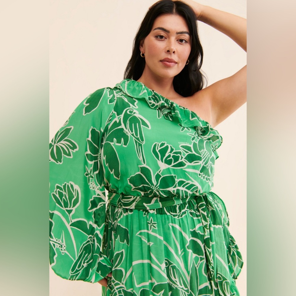 Farm Rio Printed One-Shoulder Ruffle Dress - Picture 7 of 8